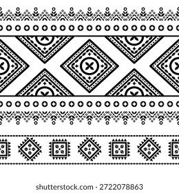 Patrón nativo del suroeste sin fisuras étnico tribal azteca geométrica Navajo Tela nativa americana Vector de diseño en blanco y negro para la impresión textil