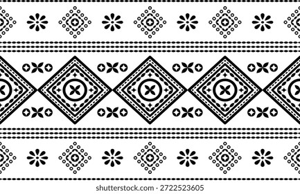 Patrón nativo del suroeste sin fisuras étnico tribal azteca geométrica Navajo Tela nativa americana Vector de diseño en blanco y negro para la impresión textil