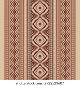 Vector nativo del diseño del tono de tierra de la tela nativa americana de Navajo geométrica azteca tribal étnica del patrón inconsútil del suroeste para la impresión textil