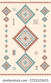 Vector nativo del diseño del tono de tierra de la tela nativa americana de Navajo geométrica azteca tribal étnica del patrón inconsútil del suroeste para la impresión textil