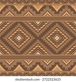 Vector nativo del diseño del tono de tierra de la tela nativa americana de Navajo geométrica azteca tribal étnica del patrón inconsútil del suroeste para la impresión textil