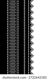 Patrón nativo del suroeste sin fisuras étnico tribal azteca Pixel arte geométrico Navajo Tela nativa americana Vector de diseño en blanco y negro para la impresión textil