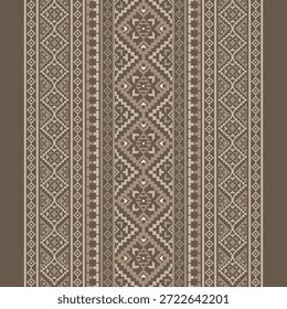 Patrón nativo del suroeste sin fisuras étnico tribal azteca Pixel arte geométrico Navajo Tela nativa americana Vector de diseño de tonos de tierra para la impresión textil