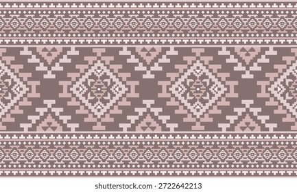 Patrón nativo del suroeste sin fisuras étnico tribal azteca Pixel arte geométrico Navajo Tela nativa americana Vector de diseño de tonos de tierra para la impresión textil