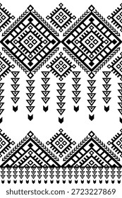 Patrón nativo del suroeste sin fisuras étnico tribal azteca geométrica Navajo Tela nativa americana Vector de diseño en blanco y negro para la impresión textil