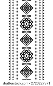 Patrón nativo del suroeste sin fisuras étnico tribal azteca geométrica Navajo Tela nativa americana Vector de diseño en blanco y negro para la impresión textil