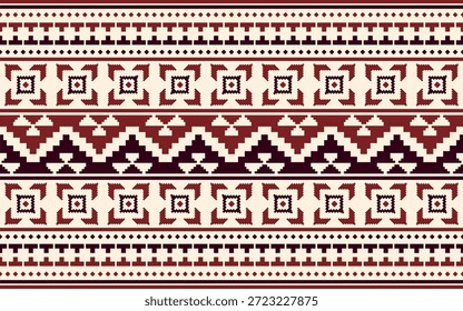 Patrón nativo del suroeste sin fisuras étnico tribal azteca Pixel arte geométrico Navajo Tela nativa americana Vector de diseño de tonos de tierra para la impresión textil