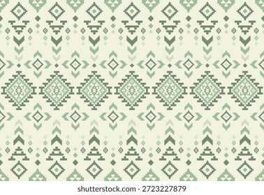 Patrón nativo del suroeste sin fisuras étnico tribal azteca Pixel arte geométrico Navajo Tela nativa americana Vector de diseño de tonos de tierra para la impresión textil