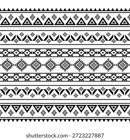 Patrón nativo del suroeste sin fisuras étnico tribal azteca geométrica Navajo Tela nativa americana Vector de diseño en blanco y negro para la impresión textil