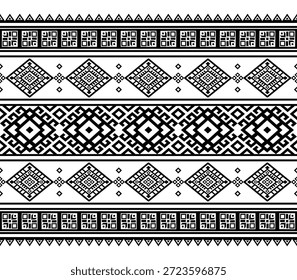 Patrón nativo del suroeste sin fisuras étnico tribal azteca geométrica Navajo Tela nativa americana Vector de diseño en blanco y negro para la impresión textil
