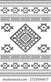 Patrón nativo del suroeste sin fisuras étnico tribal azteca geométrica Navajo Tela nativa americana Vector de diseño en blanco y negro para la impresión textil