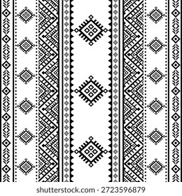 Patrón nativo del suroeste sin fisuras étnico tribal azteca geométrica Navajo Tela nativa americana Vector de diseño en blanco y negro para la impresión textil