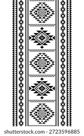 Patrón nativo del suroeste sin fisuras étnico tribal azteca geométrica Navajo Tela nativa americana Vector de diseño en blanco y negro para la impresión textil