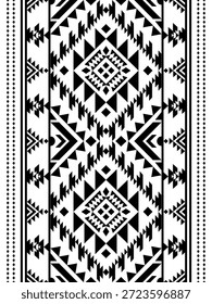 Patrón nativo del suroeste sin fisuras étnico tribal azteca geométrica Navajo Tela nativa americana Vector de diseño en blanco y negro para la impresión textil