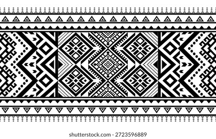 Patrón nativo del suroeste sin fisuras étnico tribal azteca geométrica Navajo Tela nativa americana Vector de diseño en blanco y negro para la impresión textil