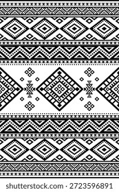 Patrón nativo del suroeste sin fisuras étnico tribal azteca geométrica Navajo Tela nativa americana Vector de diseño en blanco y negro para la impresión textil