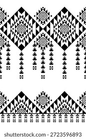 Patrón nativo del suroeste sin fisuras étnico tribal azteca geométrica Navajo Tela nativa americana Vector de diseño en blanco y negro para la impresión textil