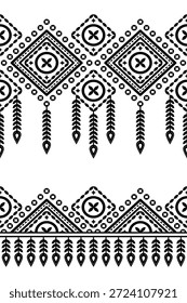 Patrón nativo del suroeste sin fisuras étnico tribal azteca geométrica Navajo Tela nativa americana Vector de diseño en blanco y negro para la impresión textil