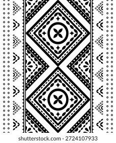 Patrón nativo del suroeste sin fisuras étnico tribal azteca geométrica Navajo Tela nativa americana Vector de diseño en blanco y negro para la impresión textil