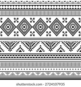 Patrón nativo del suroeste sin fisuras étnico tribal azteca geométrica Navajo Tela nativa americana Vector de diseño en blanco y negro para la impresión textil