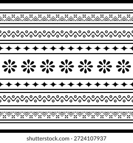 Patrón nativo del suroeste sin fisuras étnico tribal azteca geométrica Navajo Tela nativa americana Vector de diseño en blanco y negro para la impresión textil