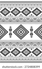 Patrón nativo del suroeste sin fisuras étnico tribal azteca geométrica Navajo Tela nativa americana Vector de diseño en blanco y negro para la impresión textil