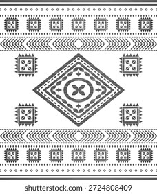 Patrón nativo del suroeste sin fisuras étnico tribal azteca geométrica Navajo Tela nativa americana Vector de diseño en blanco y negro para la impresión textil