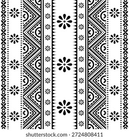 Patrón nativo del suroeste sin fisuras étnico tribal azteca geométrica Navajo Tela nativa americana Vector de diseño en blanco y negro para la impresión textil