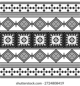 Patrón nativo del suroeste sin fisuras étnico tribal azteca geométrica Navajo Tela nativa americana Vector de diseño en blanco y negro para la impresión textil