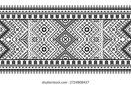 Patrón nativo del suroeste sin fisuras étnico tribal azteca geométrica Navajo Tela nativa americana Vector de diseño en blanco y negro para la impresión textil