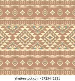 Vector nativo del diseño del tono de tierra de la tela nativa americana de Navajo geométrica azteca tribal étnica del patrón inconsútil del suroeste para la impresión textil