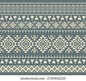 Vector nativo del diseño del tono de tierra de la tela nativa americana de Navajo geométrica azteca tribal étnica del patrón inconsútil del suroeste para la impresión textil