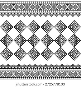 Patrón nativo del suroeste sin fisuras étnico tribal azteca geométrica Navajo Tela nativa americana Vector de diseño en blanco y negro para la impresión textil