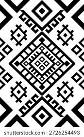 Patrón nativo del suroeste sin fisuras étnico tribal azteca geométrica Navajo Tela nativa americana Vector de diseño en blanco y negro para la impresión textil