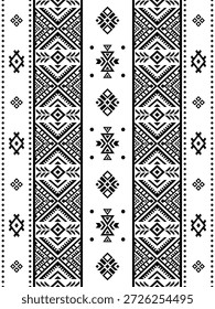 Patrón nativo del suroeste sin fisuras étnico tribal azteca geométrica Navajo Tela nativa americana Vector de diseño en blanco y negro para la impresión textil
