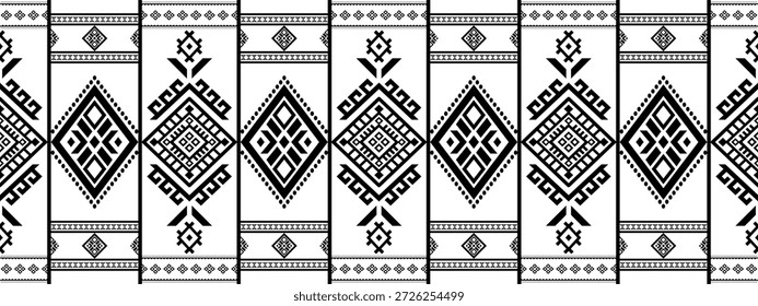 Patrón nativo del suroeste sin fisuras étnico tribal azteca geométrica Navajo Tela nativa americana Vector de diseño en blanco y negro para la impresión textil