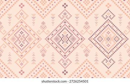 Patrón nativo del suroeste sin fisuras étnico tribal azteca pixel art geométrico Navajo Tela nativa americana Vector de diseño de tonos de tierra para la impresión textil