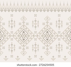 Patrón nativo del suroeste sin fisuras étnico tribal azteca pixel art geométrico Navajo Tela nativa americana Vector de diseño de tonos de tierra para la impresión textil