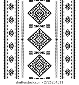 Patrón nativo del suroeste sin fisuras étnico tribal azteca geométrica Navajo Tela nativa americana Vector de diseño en blanco y negro para la impresión textil