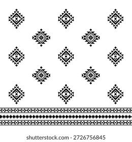 Patrón nativo del suroeste sin fisuras étnico tribal azteca geométrica Navajo Tela nativa americana Vector de diseño en blanco y negro para la impresión textil