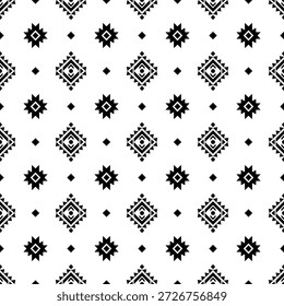 Patrón nativo del suroeste sin fisuras étnico tribal azteca geométrica Navajo Tela nativa americana Vector de diseño en blanco y negro para la impresión textil