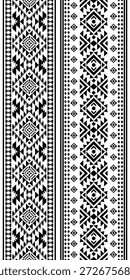 Patrón nativo del suroeste sin fisuras étnico tribal azteca geométrica Navajo Tela nativa americana Vector de diseño en blanco y negro para la impresión textil