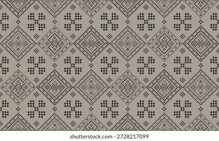 Patrón nativo del suroeste sin fisuras étnico tribal azteca pixel art geométrico Navajo Tela nativa americana Vector de diseño de tonos de tierra para la impresión textil