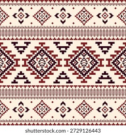 Sudoeste nativo sem costura padrão étnico tribal asteca pixel art geométrico Navajo nativo americano tecido terráqueo vetor de design para impressão têxtil