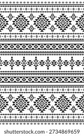 Southwest native seamless pattern ethnic tribal Aztec geometric Navajo Native American fabric black and white design vector for textile printing