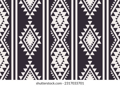 Southwest Navajo black and white pattern. Vector geometric southwest Navajo stripes seamless pattern black and white color. Ethnic black and white pattern use for textile, home decoration elements.