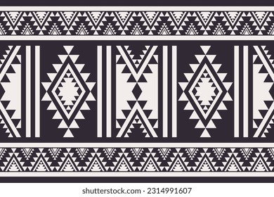 Southwest Navajo border black and white pattern. Vector traditional ethnic southwest border seamless pattern. Ethnic geometric black and white pattern use for textile, carpet, cushion, wallpaper, etc.