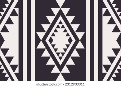 Southwest Navajo geometric black and white pattern. Vector traditional ethnic southwest seamless pattern. Ethnic geometric black and white pattern use for textile, carpet, cushion, wallpaper, mural.