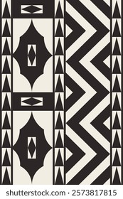 Southwest Navajo geometric black and white pattern. Vector traditional ethnic southwest seamless pattern. Ethnic geometric black and white pattern use for textile, carpet, cushion, wallpaper, mural