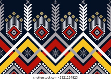 Southwest Navajo geometric pattern. Vector ethnic tribal geometric shape seamless pattern colorful Navajo style. Southwest ethnic pattern use for textile, carpet, cushion, wallpaper, mural art, etc.